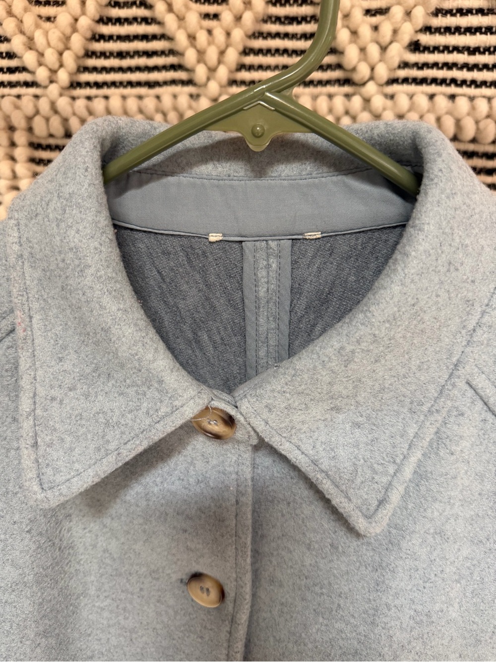 Light Blue Button-Front Wool Jacket - Picture 4 of 16